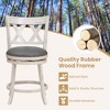 Tangkula 25.5" Swivel Bar Stools Set of 4 Solid Wood Stools w/ X-shaped Backrests Antique White & Gray - 4 of 4