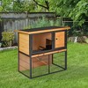 PawHut Wooden Rabbit Hutch Metal Frame Small Animal Habitat with No Leak Tray, Asphalt Openable Roof,Ramp and Lockable Door for Outdoor Light Yellow - 2 of 4