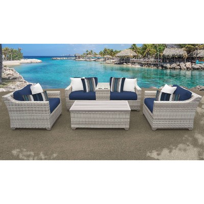 Fairmont 6pc Patio Seating Set with Cushions - Navy - TK Classics