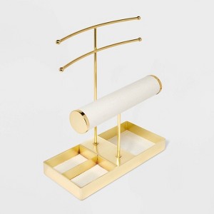 Necklace and Bracelet Standing Organizer Jewelry Box - A New Day™ Gold/Cream - 1 of 2