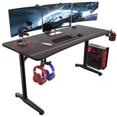 60x27 Curved Shaped Gaming Desk,27.56"D x 60"W x 30.12"H,Black