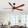 Duclsaty 60 Inch wood Ceiling Fan no light with Remote Control,5 wood blades, Noiseless Reversible DC Motor with Timer - 3 of 4