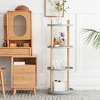Dolonm Multifunctional 360° Rotating Bookshelf with Large-Capacity Storage in Blue Solid Wood - 4 of 4