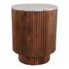 Side Table with Fluted Brown Base and White Marble Top - Modern Accent Piece for Small Spaces and Home Decor - 2 of 4