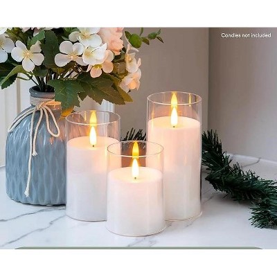 Clear Glass Hurricane Wall Mounted Candle Holders Set of 3
