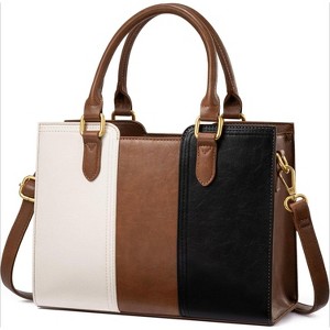 Vintage Leather Shoulder, Small Ladies Satchel Tote Purse Top Handle Crossbody Bag - 1 of 4