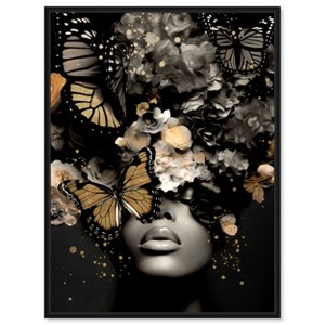 Art Remedy Butterfly Golden Goddess Gold Fashion Wall Art Framed - 1 of 4