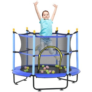 Qaba 4.6' Trampoline for Kids, 55" Toddler Trampoline with Safety Enclosure & Ball Pit for Indoor or Outdoor Use, Built for Kids 3-10 Years - 1 of 4