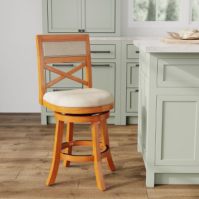 NicBex Accent Chair Swivel Chair Upholstered Bar Stools with Wood Legs for Kitchen Island, Living Room and Pub