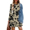 2025 Women's Long Sleeve Sweater Dress for Fall, Crew Neck Knit Midi Dress Black Taupe - 3 of 4