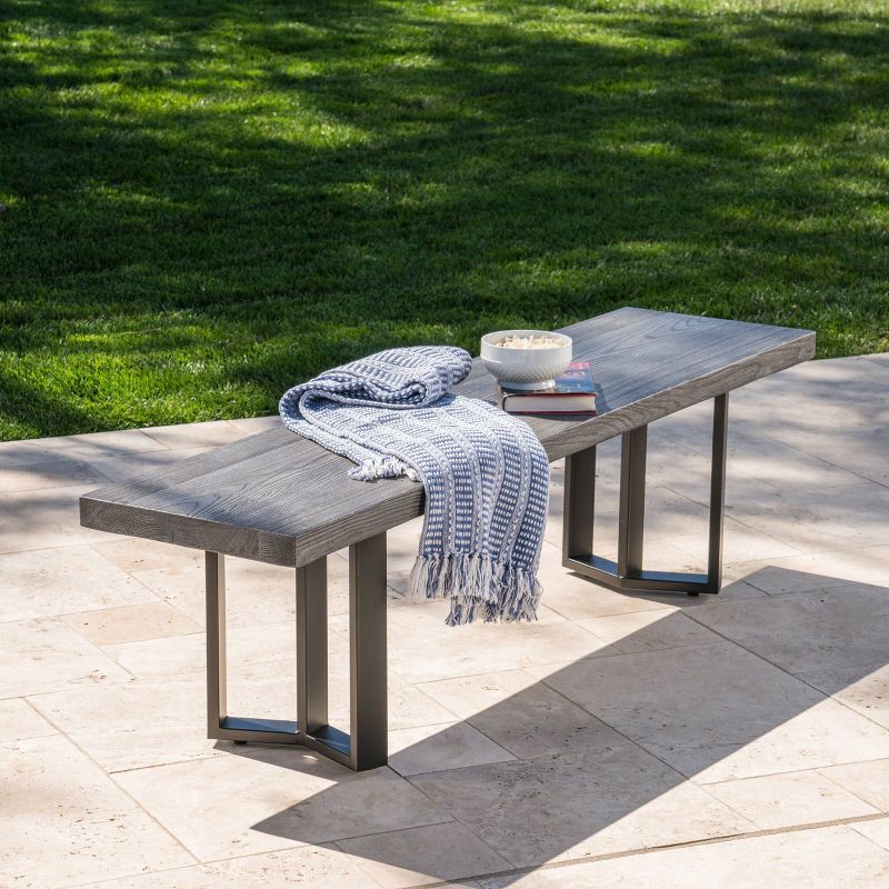 Verona Lightweight Concrete Dining Bench - Gray - Christopher Knight Home, 1 of 7