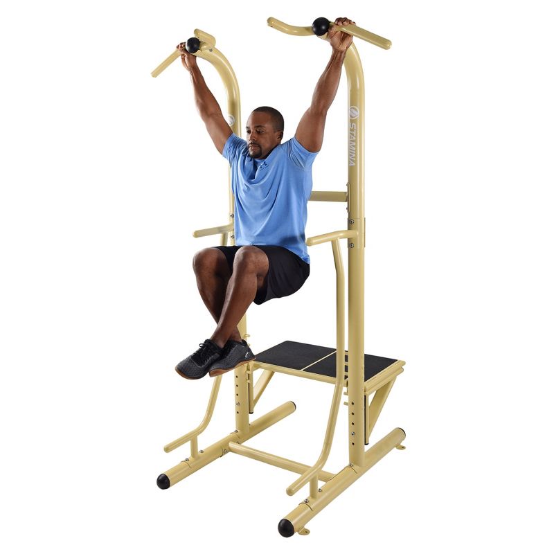 Stamina 65-1485 Weather-Proof Heavy-Duty Steel Outdoor Fitness Power Tower Pro Station with Pull-Up Station and Plyo Box, Gold, 5 of 7