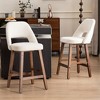 YOUNIKE Counter Height Bar Stool 26 Inch Modern Farmhouse Barstools with Solid Wood Legs Upholstered Bar Height Chair Boucle Fabric - 2 of 4