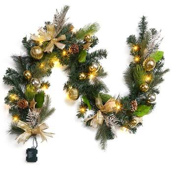 Christmas Garland for Mantle, 6 Ft Prelit Garland Christmas with Lights Battery Operated