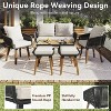 ELJGET 6 PCS Patio Furniture Set, Outdoor Conversation Set with Stools, Acacia Wood Coffee Table with Ice Bucket, for Backyard, Porch, Balcony - 4 of 4
