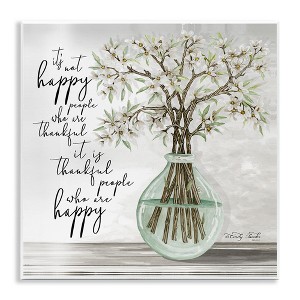 Stupell Industries Thankful People Who Are Happy Flowers and Vase Illustration Wall Plaque Art - 1 of 4