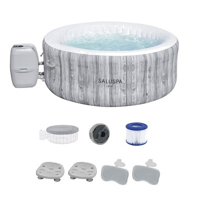 Bestway SaluSpa Fiji AirJet Inflatable Hot Tub with 120 Soothing Jets with Set of 2 Pool and Spa Seat and 2 Padded Headrest Pillows, Gray