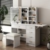 Fashion Vanity Desk, with Mirror, 3 Color Lighting Brightness Adjustable Makeup Lights, Table and Chair - 3 of 4