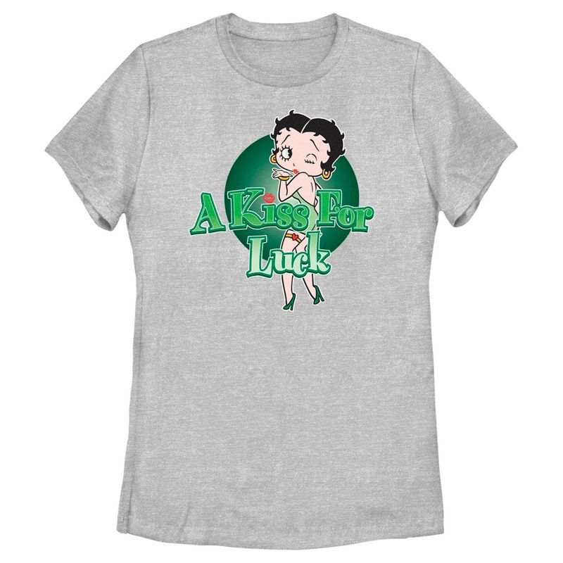 Women's Betty Boop St. Patrick's Day Betty A Kiss for Luck T-Shirt, 1 of 5