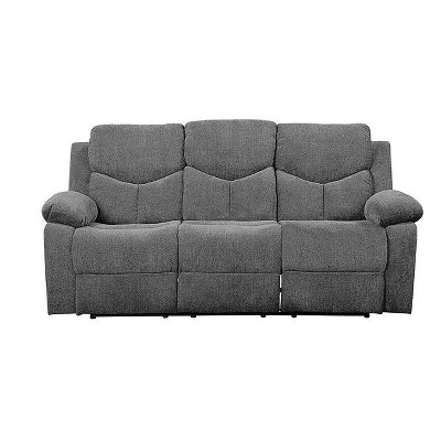 Kalen 78'' Gray Chenille Reclining Sofa with Cup Holders