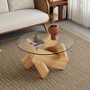 Syemin Round End Table, Tempered Glass Top Coffee Table Decorative Table for Living Room and Farmhouse, Clear, 33.4"*33.4"*18" - 2 of 4