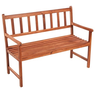 47.2" Red Acacia Wood Outdoor Garden Bench with Cushion
