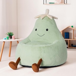 CAVINAS 23.6"/30.3" Eggplant Shaped Kids Bean Bag Chair,Gaming Bean Bag Chairs for Teens with Faux Rabbit Fur,Beanbag Chair for Living Room - 1 of 4