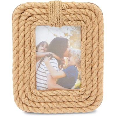 Rustic Jute Rope 5x7 Picture Frame in Light Brown Wood