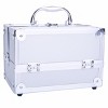 Aluminum Alloy Makeup Train Case Jewelry Organizer with Accordion Compartments for Travel and Professional Use - 2 of 4