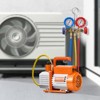 VEVOR 3.5 CFM AC Vacuum Pump and Gauge Set, Single Stage Rotary Vane HVAC Air Vacuum Pump, A/C Refrigerant Manifold Gauge Kit, with Hoses, Orange - 2 of 4