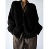 Coolmee Women's Fuzzy Cardigan Sweater V Neck Long Sleeve Button Down Slouchy Furry Knit Sweaters - 2 of 4