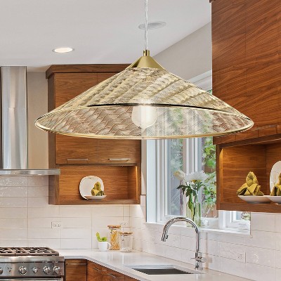 Rosalinde 21" Gold Art Deco-Inspired LED Metal Pendant Light