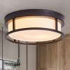 Dewdrop Modern Flush Mount Ceiling Light, Black Metal Frame with Frosted Glass Shade, Drum Style Fixture - 2 of 4