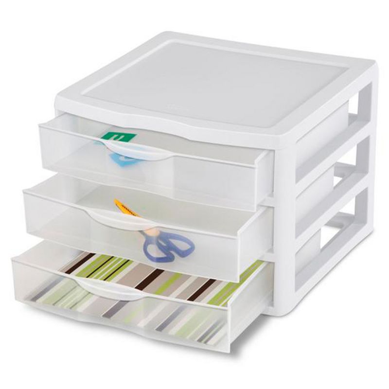 Sterilite Clear Plastic Stackable Small 3 Drawer Storage System for Home Office, Dorm Room, or Bathrooms, 5 of 8