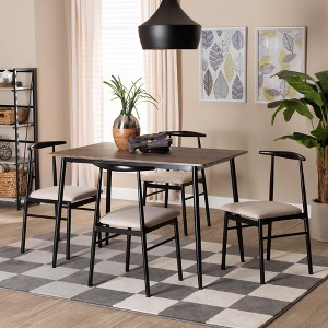 Baxton Studio Arnold Modern Industrial Beige Fabric and Metal 5-Piece Dining Set - 1 of 4