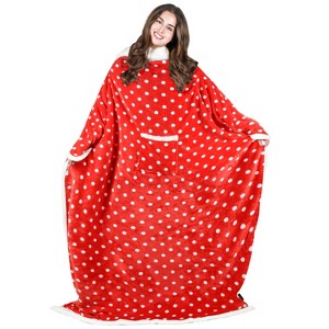 Catalonia Women Wearable Flannel Blanket with Front Pocket, Super Warm Soft Fuzzy Fleece Blanket Robe TV Wrap, Cozy Winter Gift for Woman Wife Man - 1 of 4