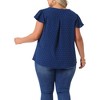 Agnes Orinda Women's Plus Size Summer V-neck Ruffle Short Sleeve Swiss Dot Flowy Blouses - 4 of 4