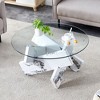 CENGHU Modern Circular Glass Coffee Table, 33.4" Modern and Distinctive Design Tea Table with Tempered Glass Countertop and MDF Table Legs - 2 of 4