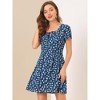 Allegra K Women's Printed Summer Casual Square Neck Short Sleeve Fit and Flare Dress - 2 of 4
