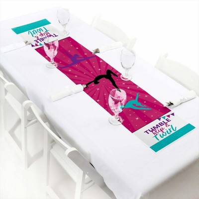 Big Dot of Happiness Tumble, Flip and Twirl - Gymnastics - Petite Birthday Party or Gymnast Party Paper Table Runner - 12 x 60 inches
