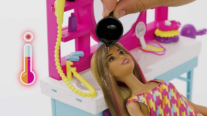 Barbie Doll and Hair Salon Playset, Color-Change Hair, 2 of 8, play video
