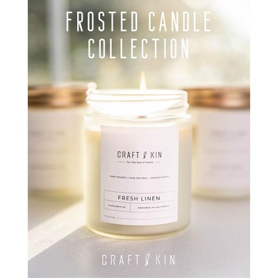 Fresh Linen White Soy Scented Candle in Frosted Jar