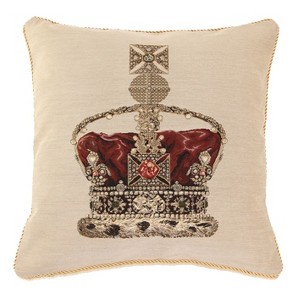 Signare USA Crown White Panelled Pillowcase/Cushion Cover 18 X 18 Inch - 1 of 1