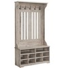 VASAGLE Hall Tree, Coat Rack Freestanding with Bench, Shoe Storage, and Hooks, for Mudroom Entryway Hallway, Adjustable Shelves, Greige - 2 of 4