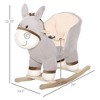 Mshliw Kids Plush Donkey Rocking Horse with Sound, Ride-On Toddler Rocker Toy with Wood Base, Safety Belt & Soft Seat for 18-36 Months, Halloween gift - 3 of 4