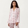 Anna-Kaci Lounge Women's Satin Long Sleeve Pajama Set with Mini Bow Print Button-Up Top and Chest Pocket - 2 of 4