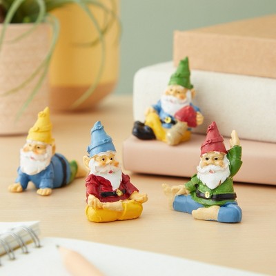 Miniature Yoga Gnome Figurines Set for Garden Decor