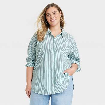 Women's Oversized Long Sleeve Collared Button-Down Shirt - Universal Thread™