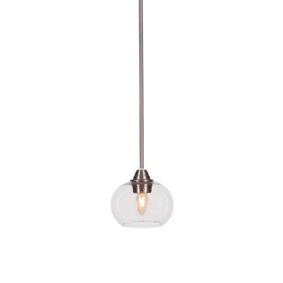 Toltec Lighting Paramount 1 - Light Pendant in  Brushed Nickel with 7" Clear Bubble Shade