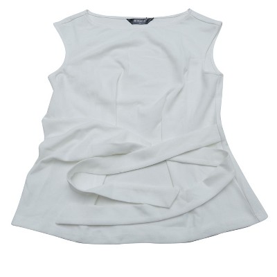 INSPIRE CHIC Women's Summer Tie Front Boat Neck Sleeveless Work Blouse